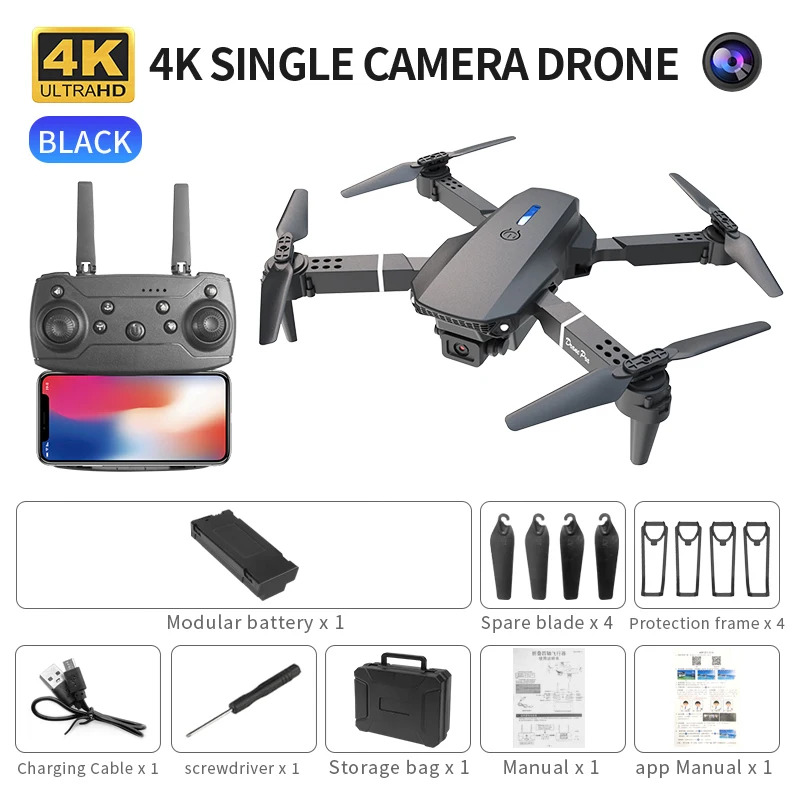 Drone Camera Wide Angle - E88 ProIntelligent Folding Drone unterstützt Einzel-/Dual-Kamera-Umschaltung,
